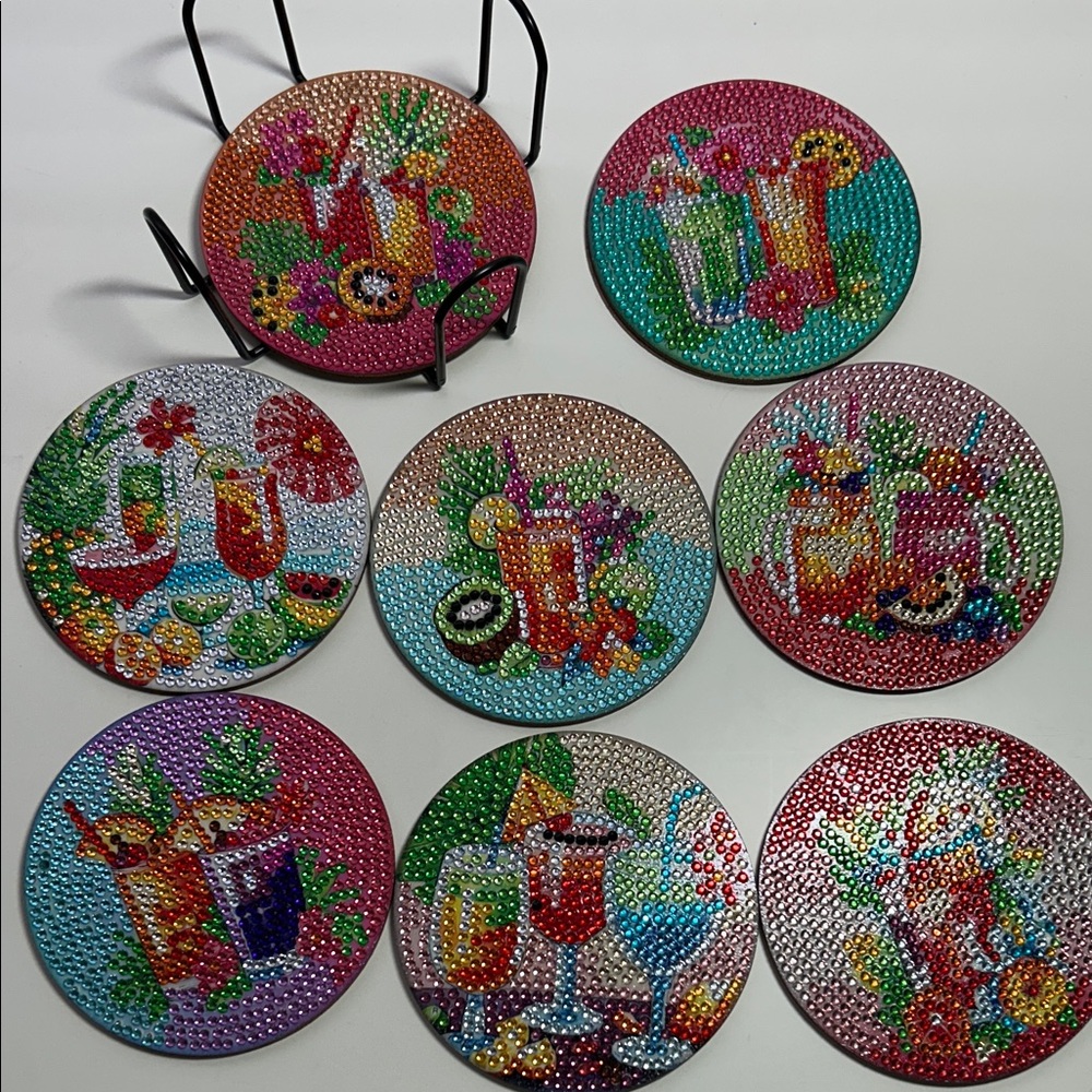 Colorful Beaded Drink Coasters Set